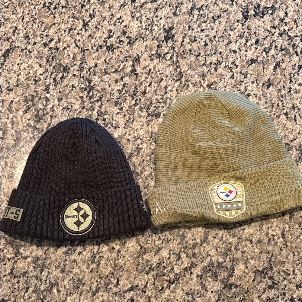 NFL Black and Olive Steelers Beanie Set